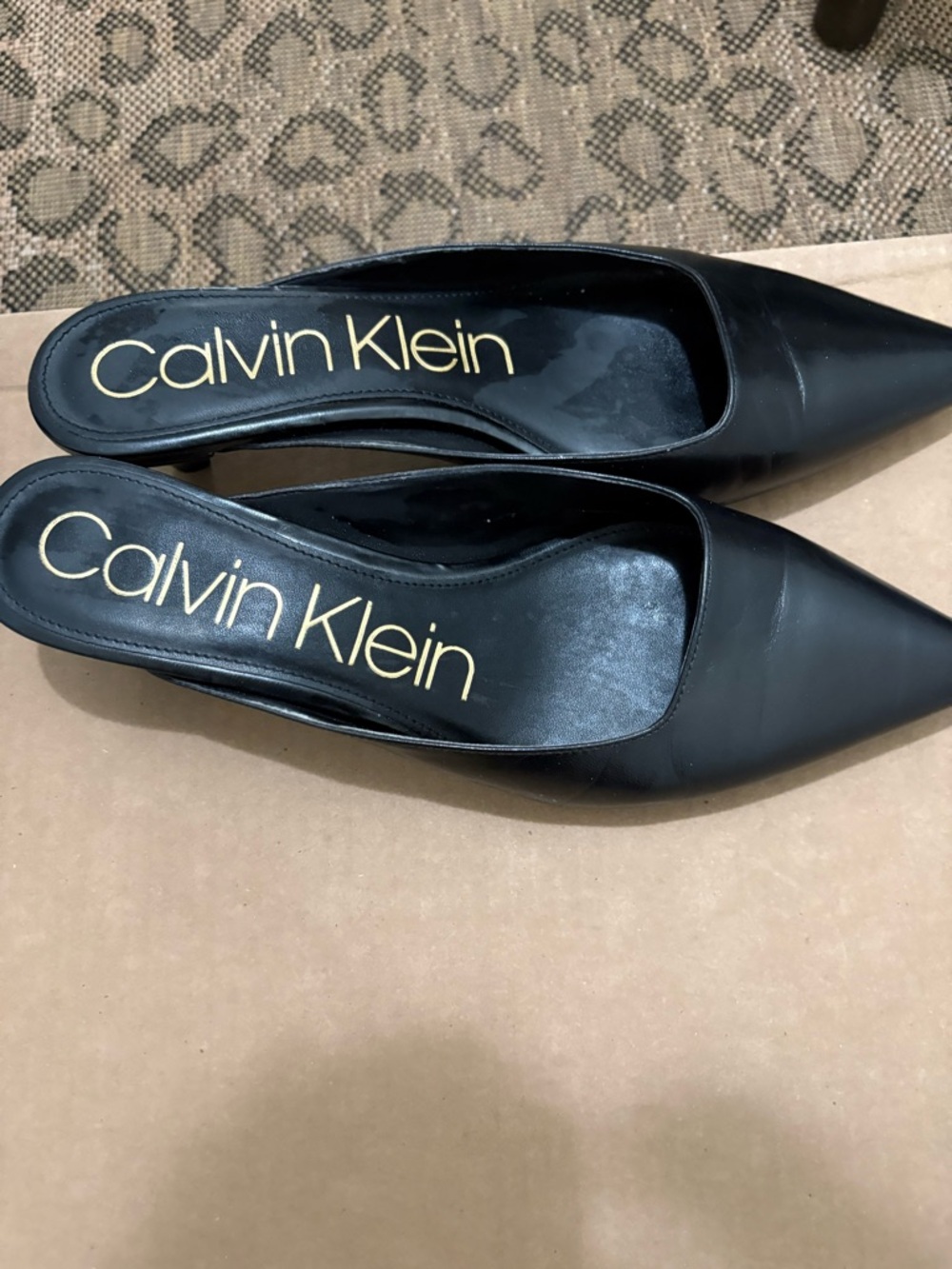 Calvin Klein Black Pointed Slip-On Mules